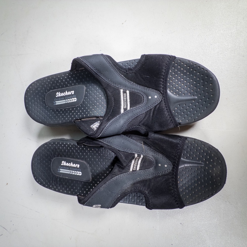 Skechers Outdoor Comfort Black Womens Size 11‎ Slip On Sport Sandals Slides